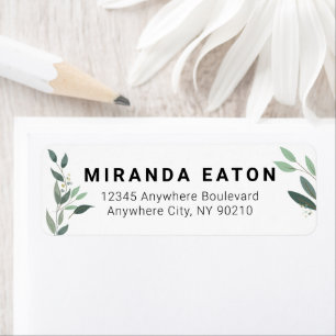 Simple Minimal Eucalyptus Greenery Return Address Return Address Label