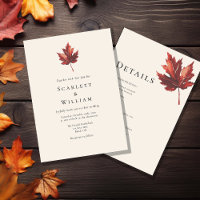 Simple Minimal Fall Leaf Cream Wedding Details And