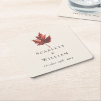 Simple Minimal Fall Leaf Cream Wedding