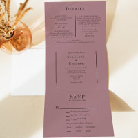 Simple Minimal Fall Leaf Mauve Entree RSVP Wedding