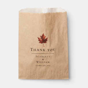 Simple Minimal Fall Leaf Terracotta Wedding Favour Bag