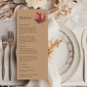 Simple Minimal Fall Leaf Terracotta Wedding Menu