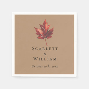 Simple Minimal Fall Leaf Terracotta Wedding Napkin