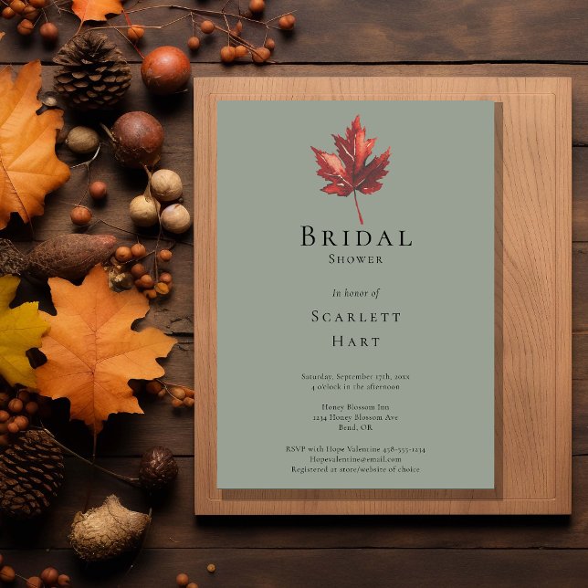 Simple Minimal Fall Sage Green Bridal Shower Invitation (Creator Uploaded)