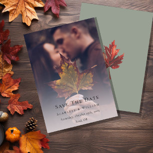 Simple Minimal Fall Sage Green Wedding Photo Save The Date