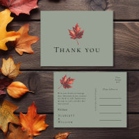 Simple Minimal Fall Sage Green Wedding Thank You