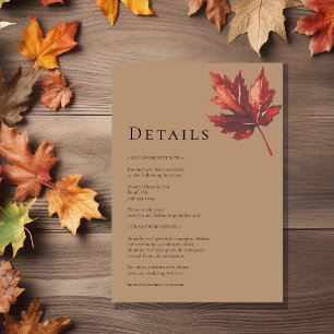 Simple Minimal Fall Terracotta Wedding Details Enclosure Card