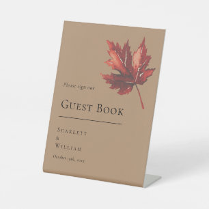 Simple Minimal Fall Terracotta Wedding Guest Book Pedestal Sign