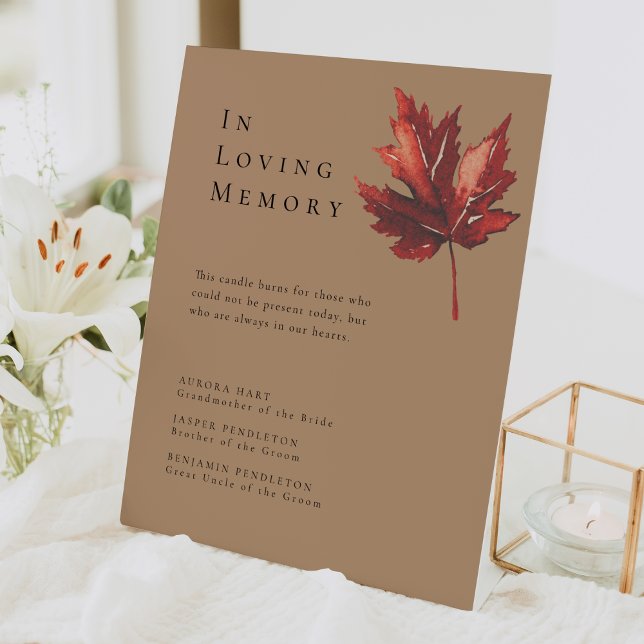 Simple Minimal Fall Terracotta Wedding Memorial Pedestal Sign (Creator Uploaded)
