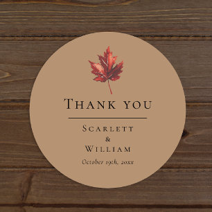 Simple Minimal Fall Terracotta Wedding Thank You Classic Round Sticker