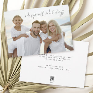 Simple Minimal Family Photo Merriest Christmas Holiday Card