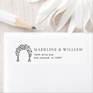 Simple Minimal Floral Arch Wedding Return Address Label
