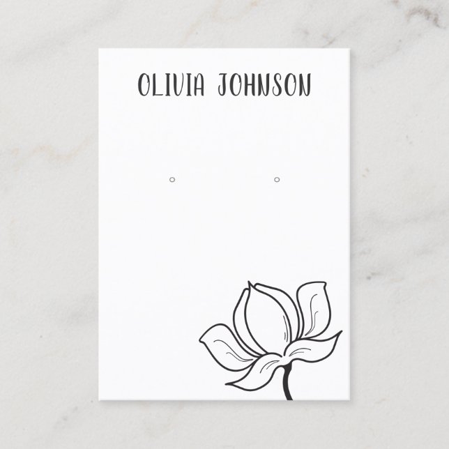 Simple Minimal Floral Jewellery Earring Display  Business Card (Front)
