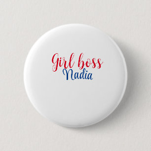 simple minimal girl boss add name text image busin 6 cm round badge