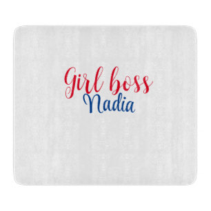 simple minimal girl boss add name text image busin cutting board