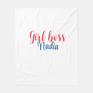 simple minimal girl boss add name text image busin fleece blanket