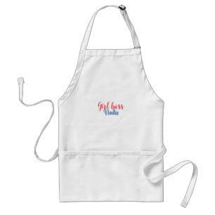 simple minimal girl boss add name text image busin standard apron