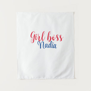 simple minimal girl boss add name text image busin tapestry