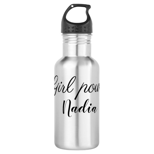 simple minimal girl power add name text image busi 532 ml water bottle (Front)