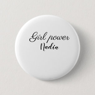 simple minimal girl power add name text image busi 6 cm round badge