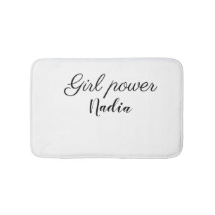 simple minimal girl power add name text image busi bath mat