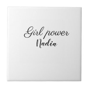 simple minimal girl power add name text image busi ceramic tile