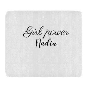 simple minimal girl power add name text image busi cutting board