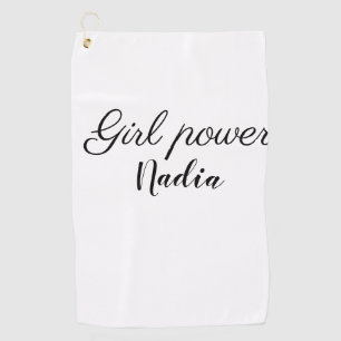 simple minimal girl power add name text image busi golf towel