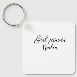 simple minimal girl power add name text image busi key ring