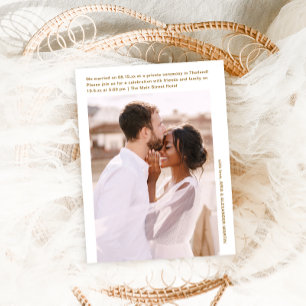 Simple Minimal Gold Elopement Celebration Photo Postcard