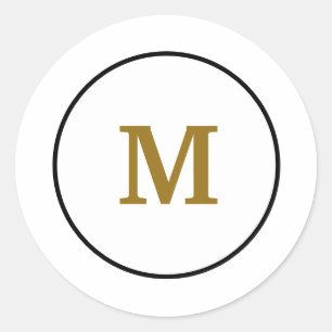 simple minimal gold monogram personalised modern classic round sticker