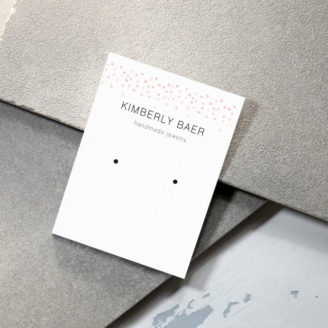 Simple Minimal Gold Pink Confetti Earring Display Business Card (Creator Uploaded)