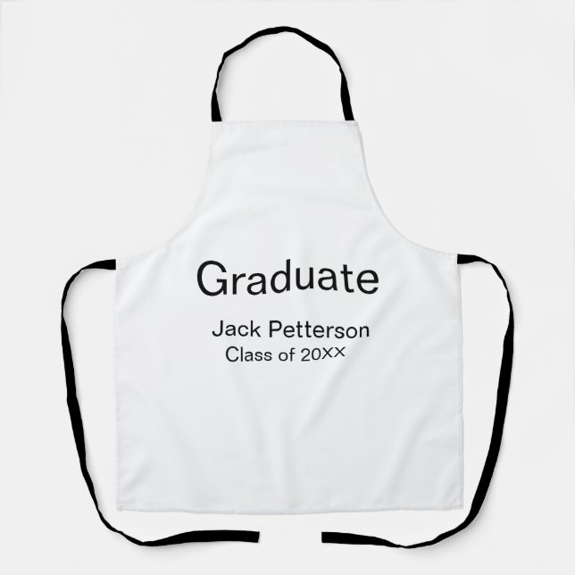 simple minimal graduate add name modern class  apron (Front)