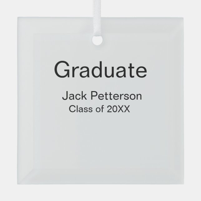 simple minimal graduate add name modern class  glass tree decoration (Front)