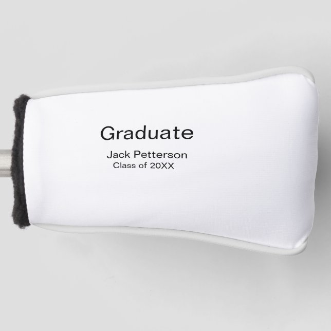 simple minimal graduate add name modern class  golf head cover (Front)