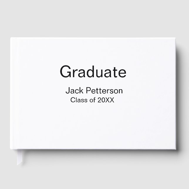 simple minimal graduate add name modern class  guest book (Front)