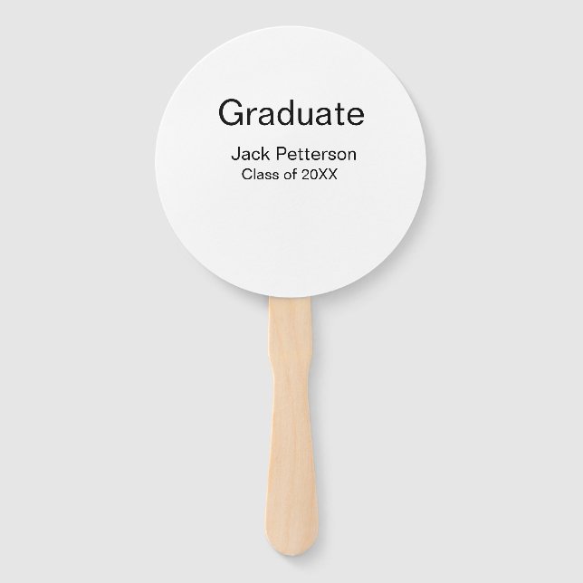 simple minimal graduate add name modern class  hand fan (Front)