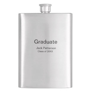 simple minimal graduate add name modern class  hip flask