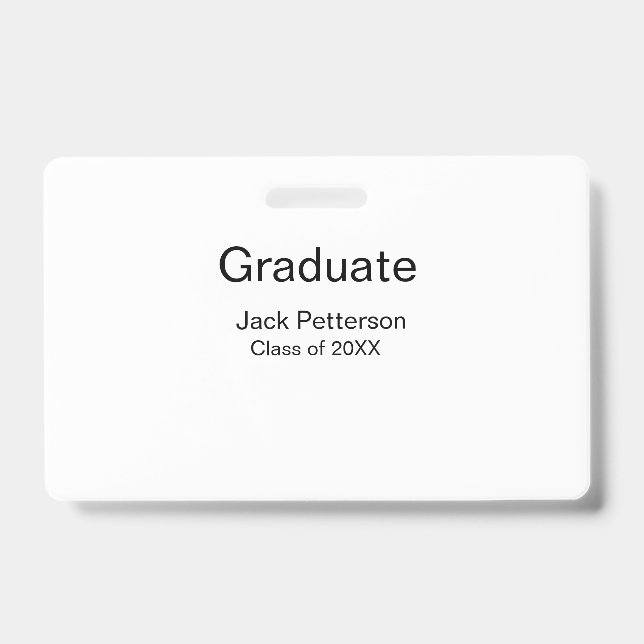 simple minimal graduate add name modern class  ID badge (Front)