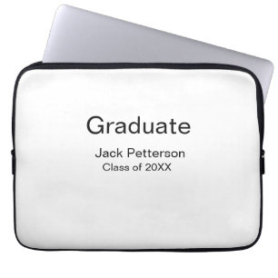 simple minimal graduate add name modern class  laptop sleeve