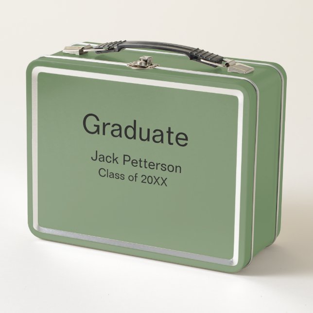simple minimal graduate add name modern class  metal lunch box (Front)