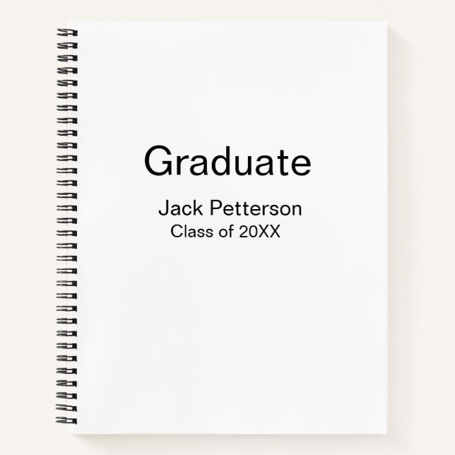 simple minimal graduate add name modern class  notebook (Front)