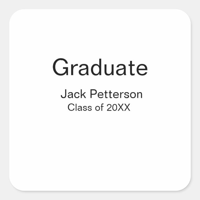 simple minimal graduate add name modern class  square sticker (Front)