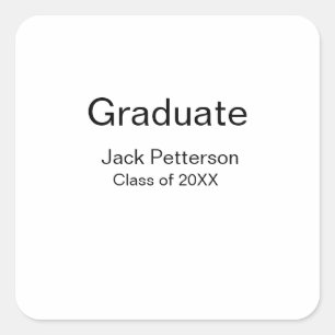 simple minimal graduate add name modern class  square sticker