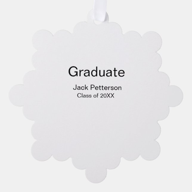 simple minimal graduate add name modern class  tree decoration card (Front)