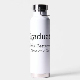 simple minimal graduate add name modern class  water bottle