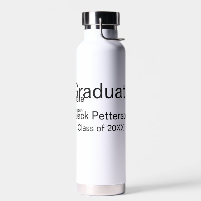 simple minimal graduate add name modern class  water bottle (Left)