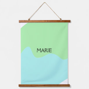 SIMPLE MINIMAL GREEN ADD YOUR NAME TEXT GIFT HANGING TAPESTRY
