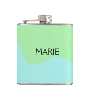 SIMPLE MINIMAL GREEN ADD YOUR NAME TEXT GIFT       HIP FLASK