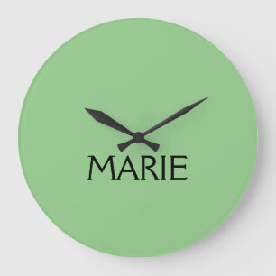SIMPLE MINIMAL GREEN ADD YOUR NAME TEXT GIFT  LARGE CLOCK